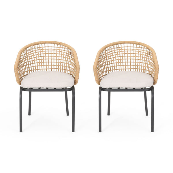 Outdoor Wicker Chair with Powder Coated Iron Legs
