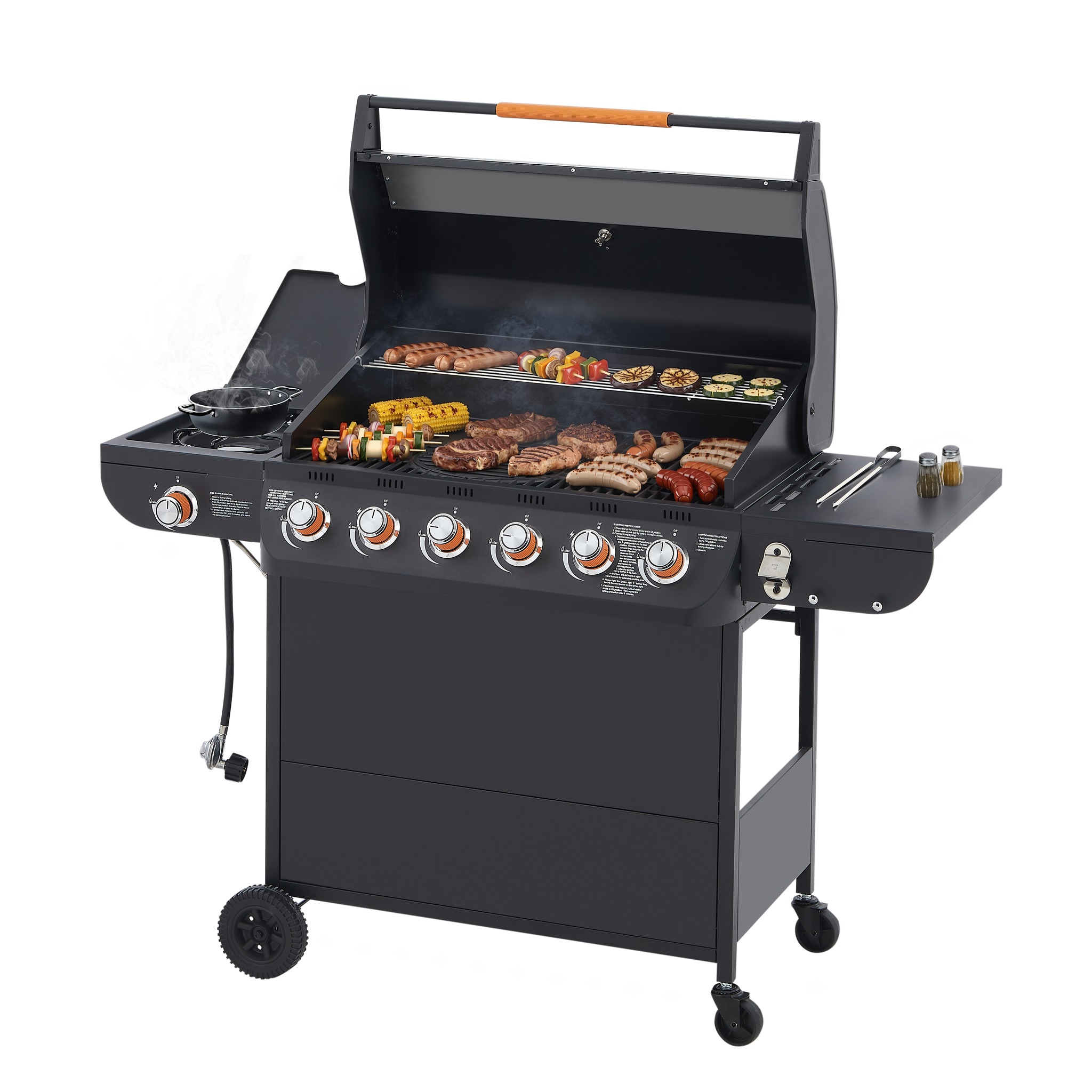 6 Burner BBQ Propane Gas Grill with Side Burner by HouseOfZazla
