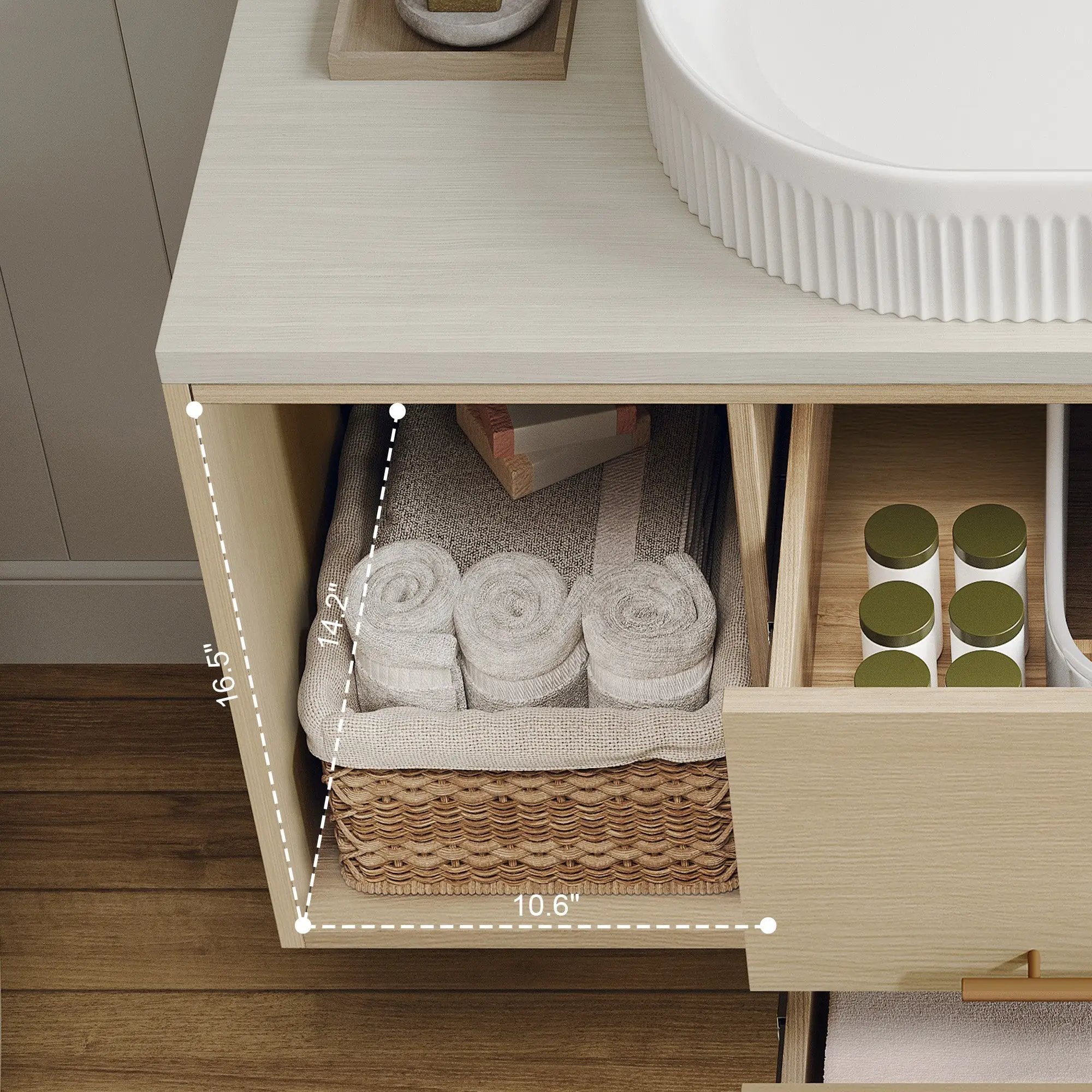 Modern 39.3 Wall-Mounted Bathroom Vanity with Ceramic Sink by HouseOfZazla