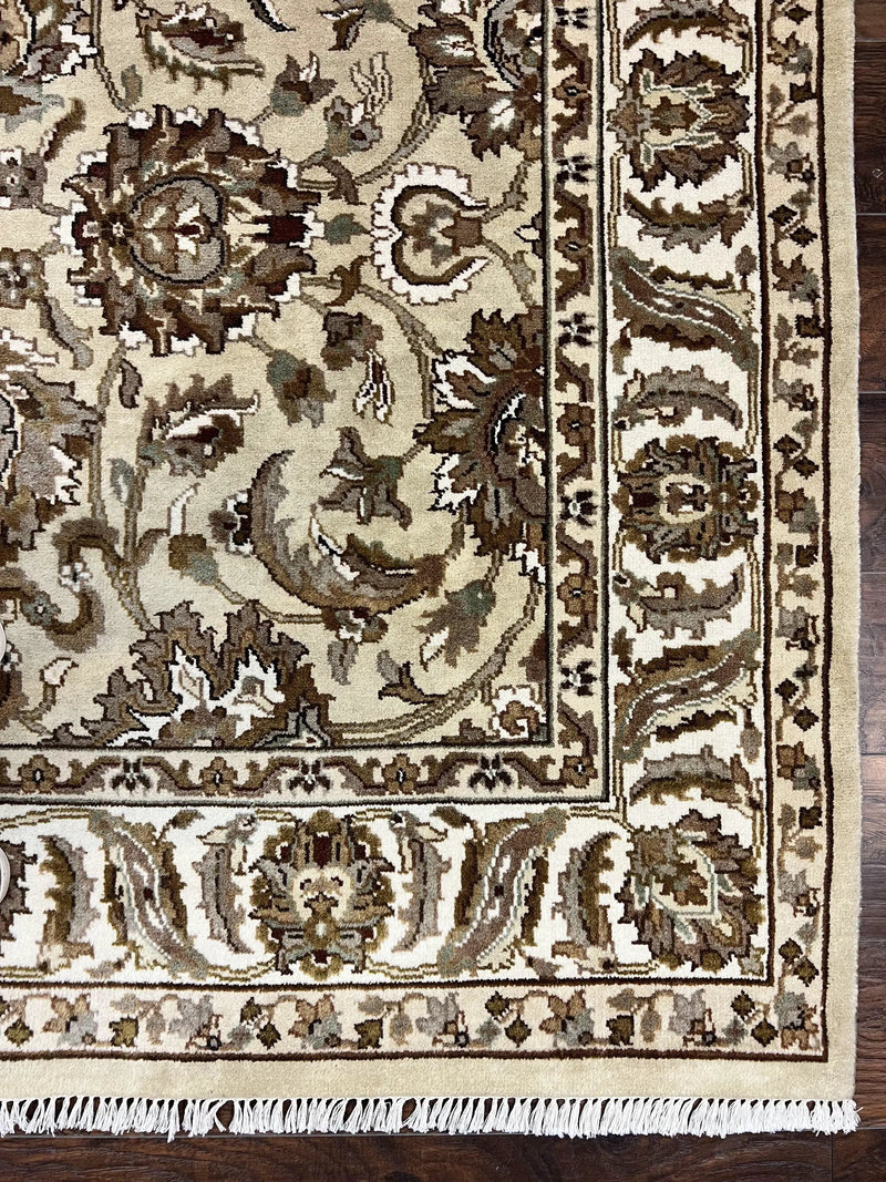 Indo Mahal Rug 6x9, Indian Carpet 6 x 9 ft, Light Green and Ivory, Floral Allover, Wool Oriental Carpet, Traditional Rug, Handmade by Jewel Rugs