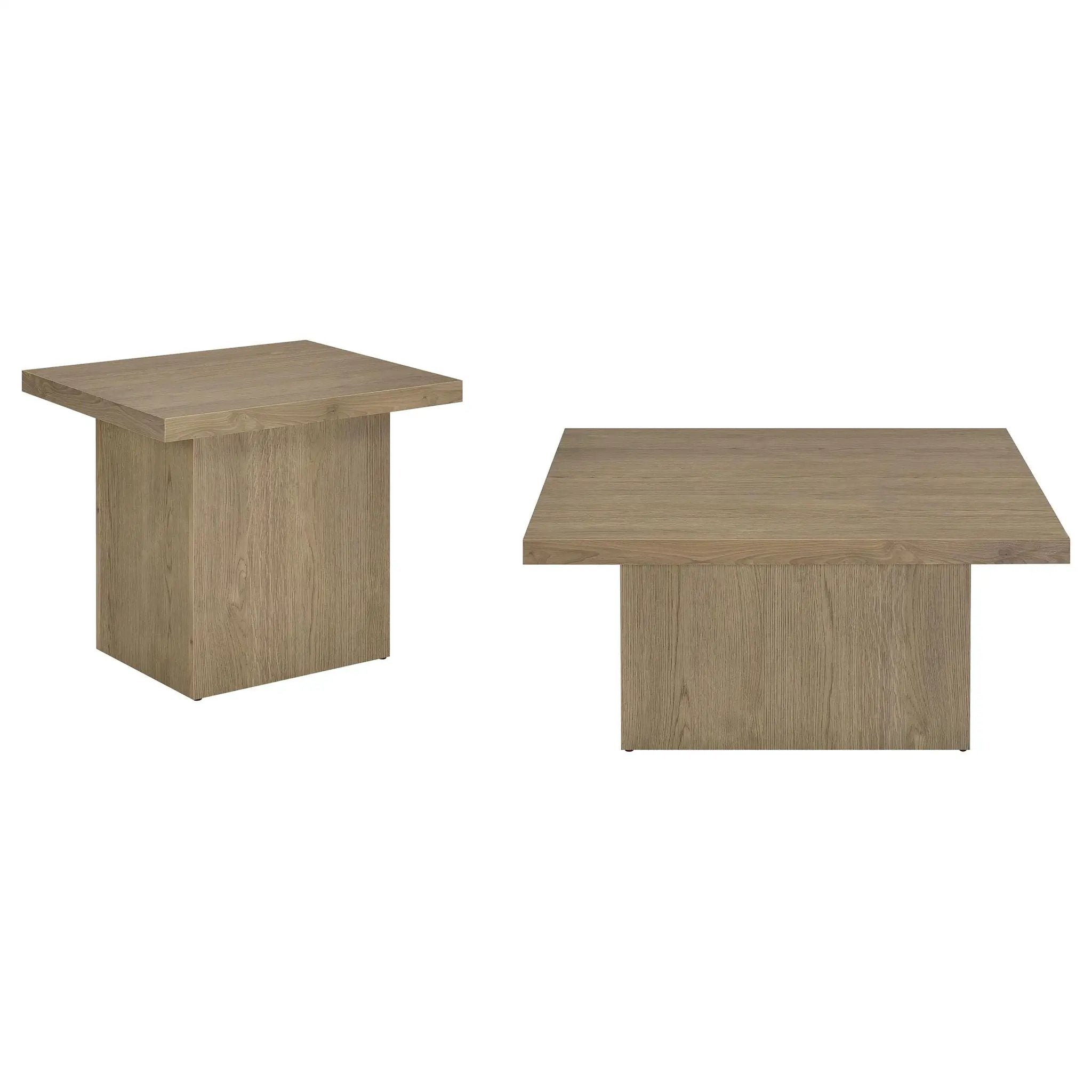 Devar 2-piece Square Cocktail Coffee End Table Set Latte by Unique Piece Furniture