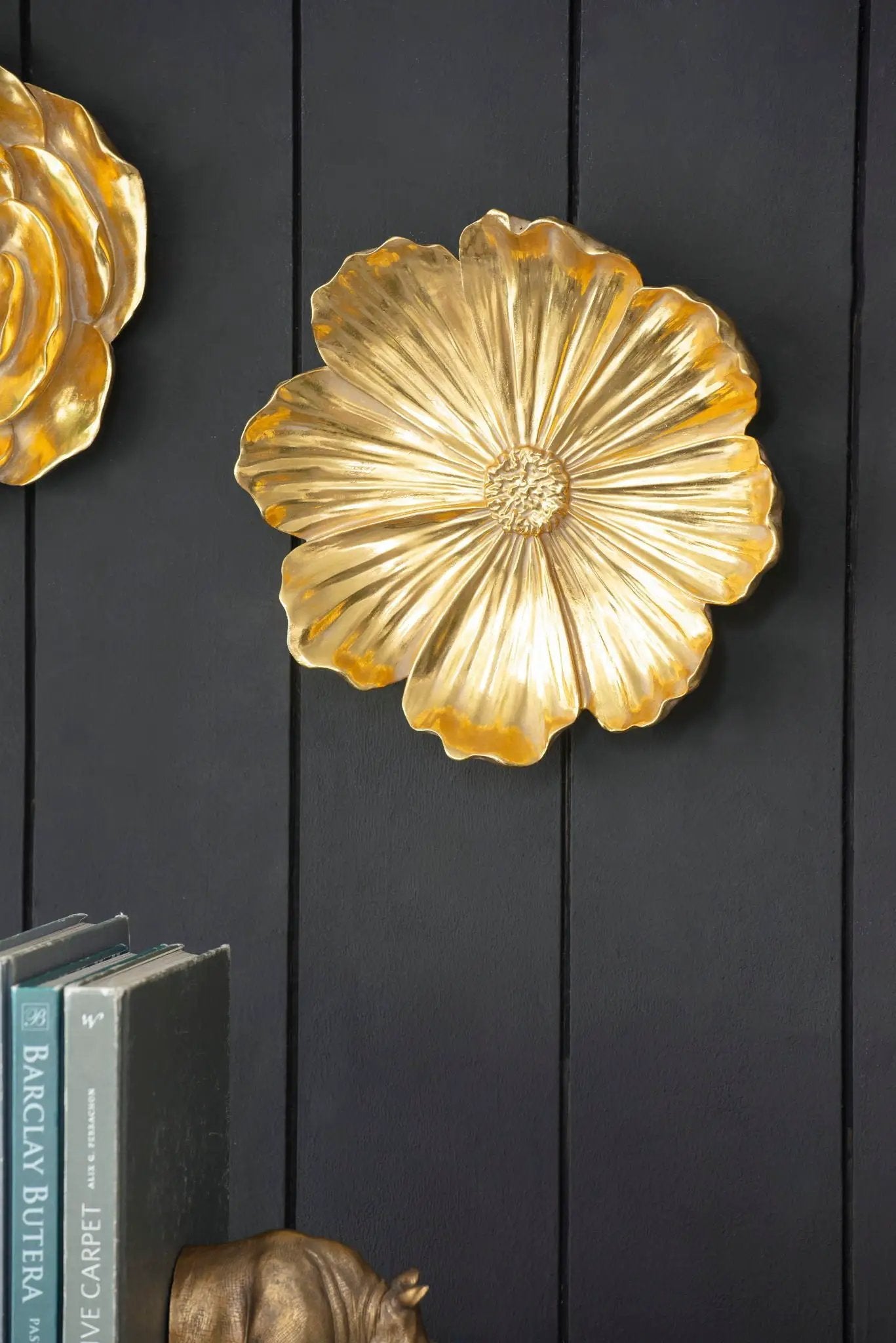 Rose Hanging Resin Wall Accents (Set of 2) - Gold by Unique Piece Furniture