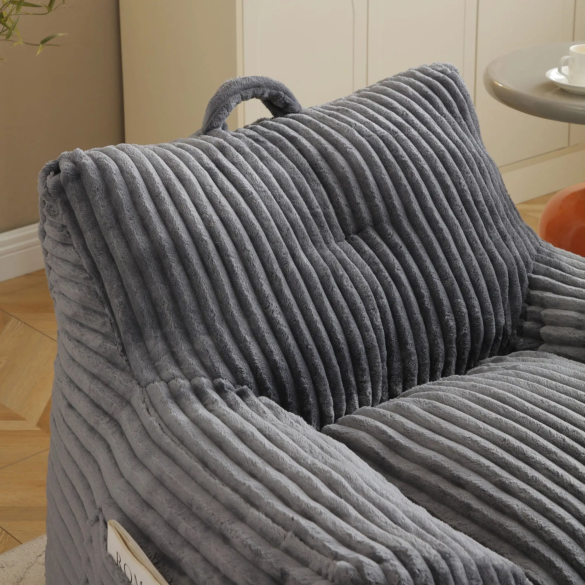 Giant Bean Bag Chair With Armrests And Footstool