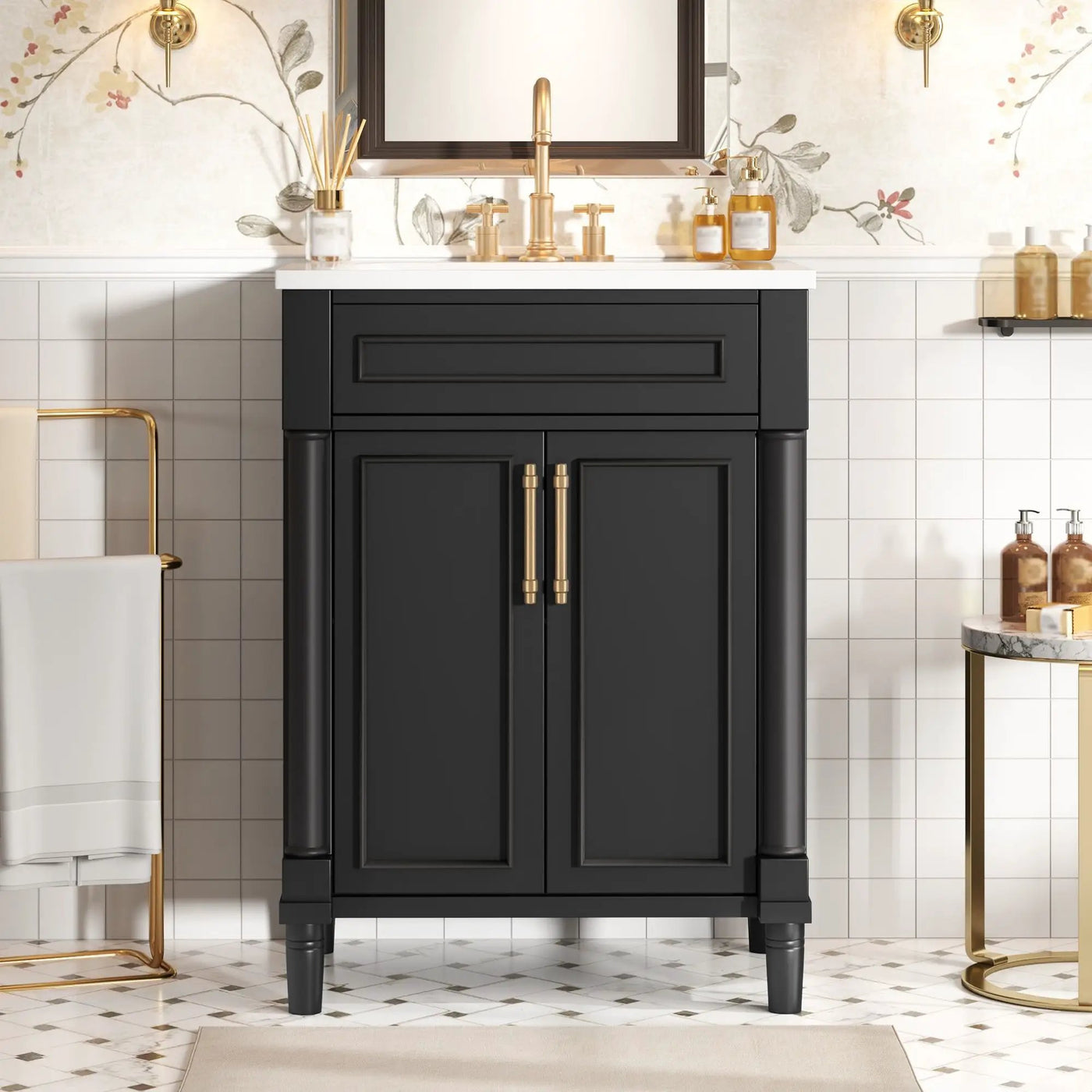 Bathroom Vanity With Integrated Sink, 2 Door Cabinet, Single Sink For Small To Medium Bathrooms by Unique Piece Furniture