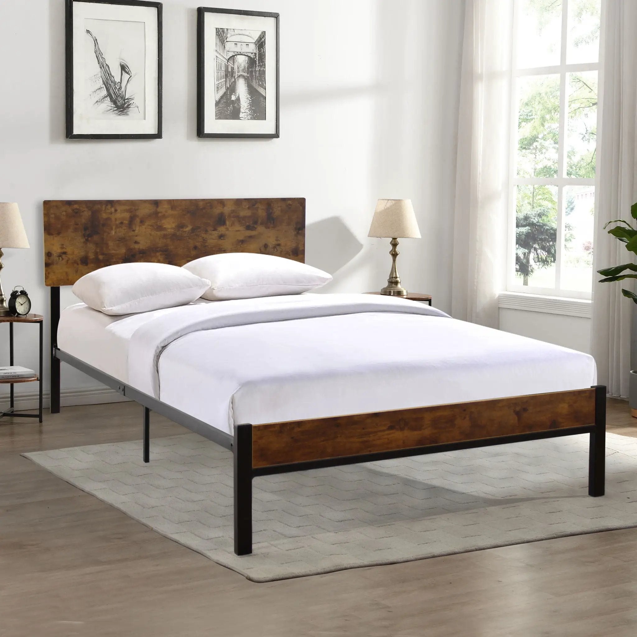 Twin Metal Bed Sturdy System Metal Bed Frame - Black by HouseOfZazla