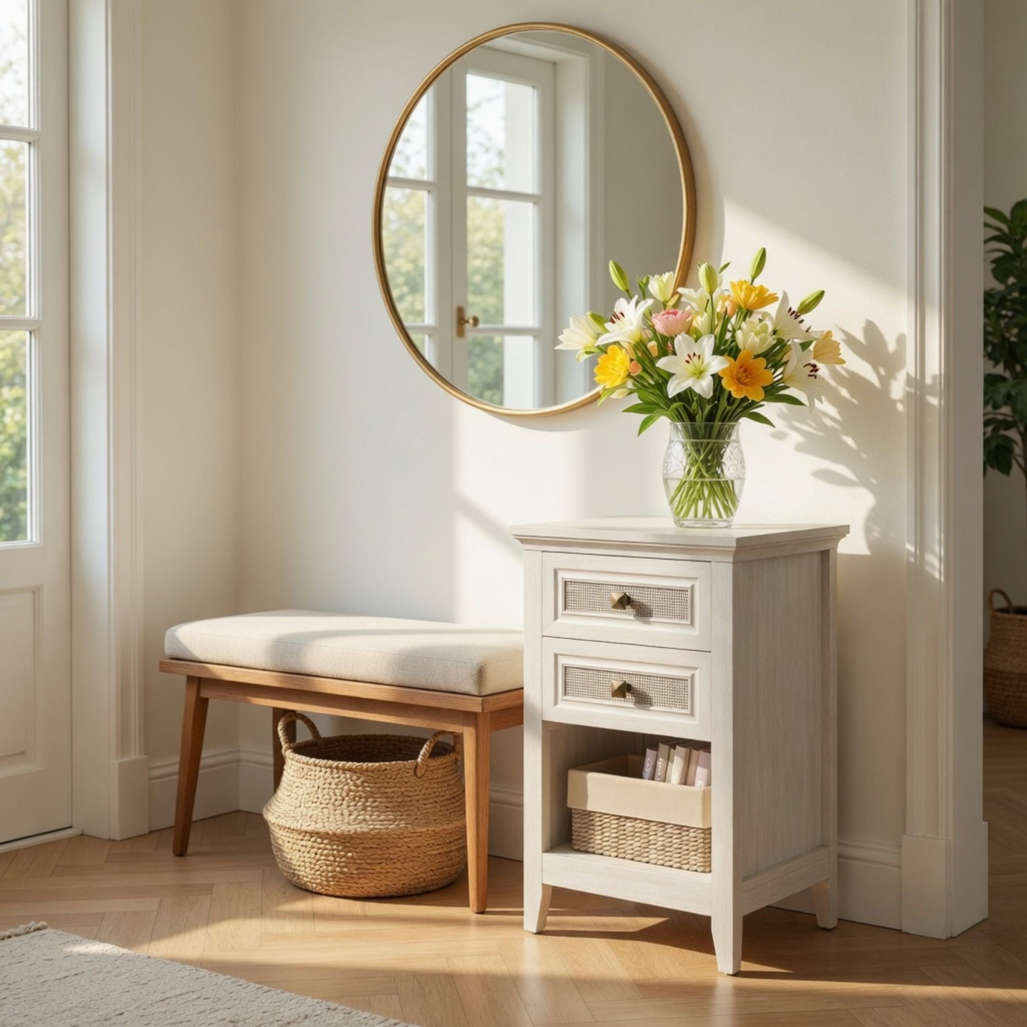 Nightstand With 2 Drawers & Shelf - White by HouseOfZazla