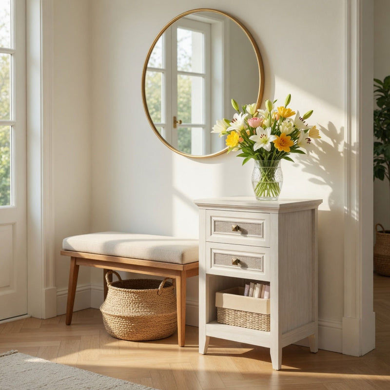 Nightstand With 2 Drawers & Shelf - White by HouseOfZazla
