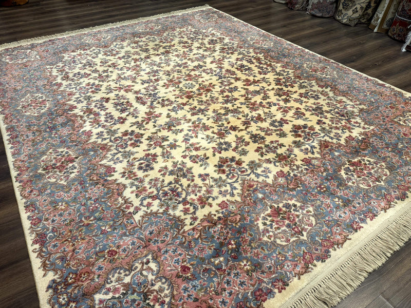 8.8 x 10.6 Karastan Kirman Rug #788, Wool Vintage Discontinued Floral Carpet by Jewel Rugs