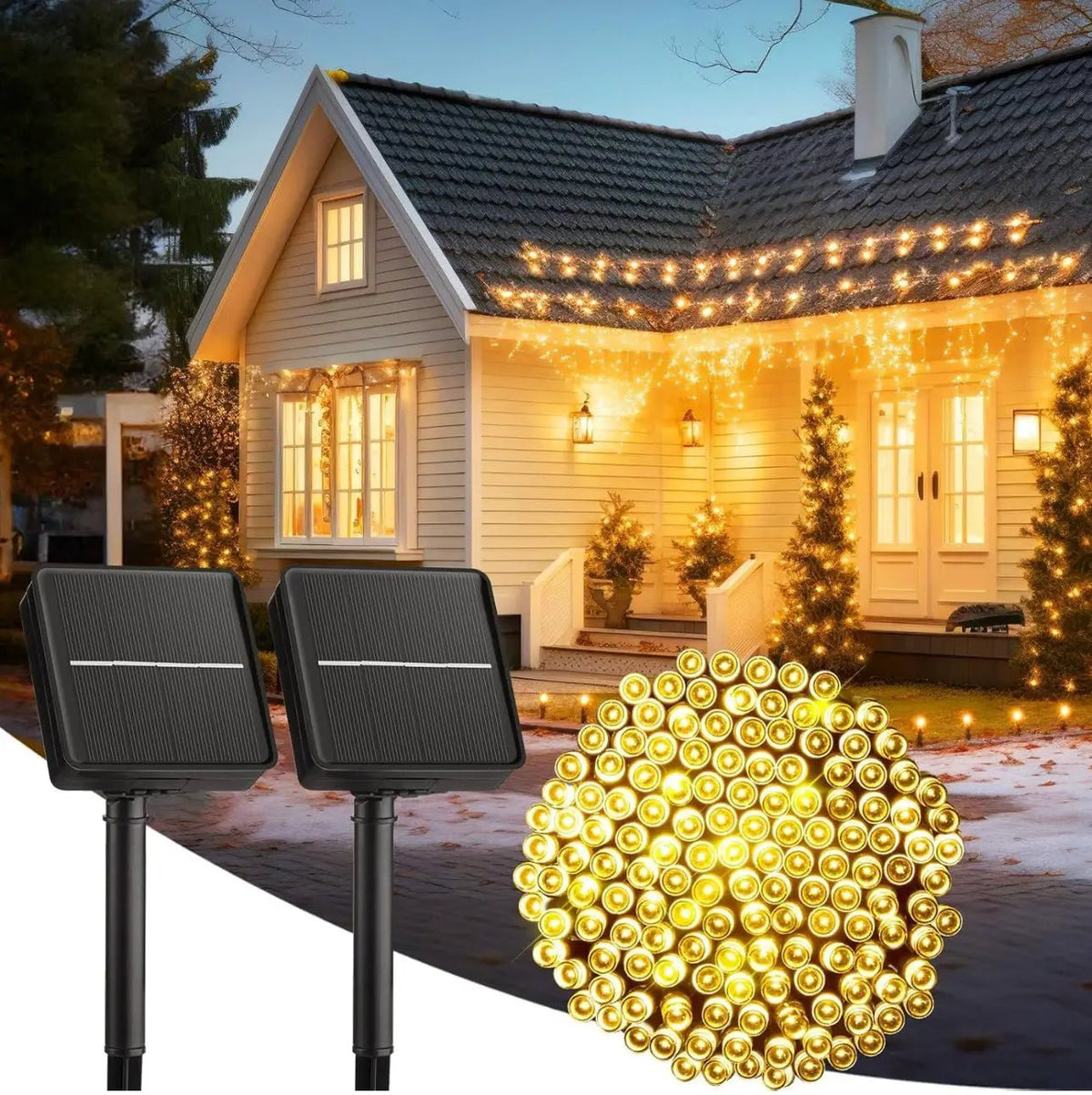 33Ft Solar Led string light 100LED Light-Green Wire by Outdoor Solar Outlet