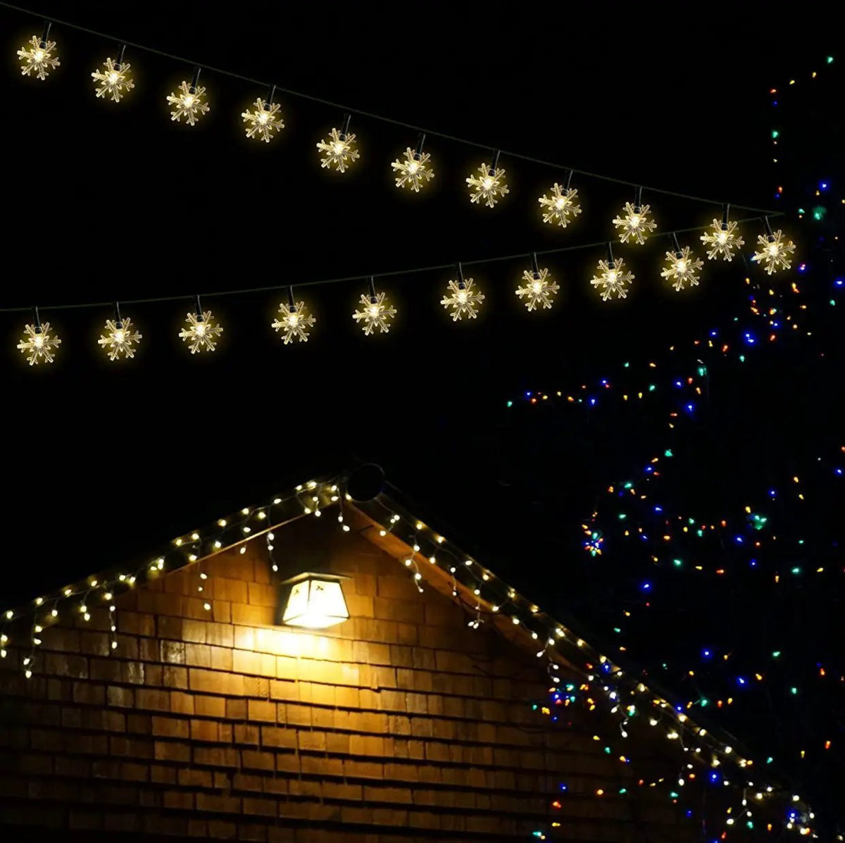 33Ft Solar Snowflake Twinkle Star String Lights, 100 LED Outdoor 8 Lighting Modes & Waterproof by Outdoor Solar Outlet