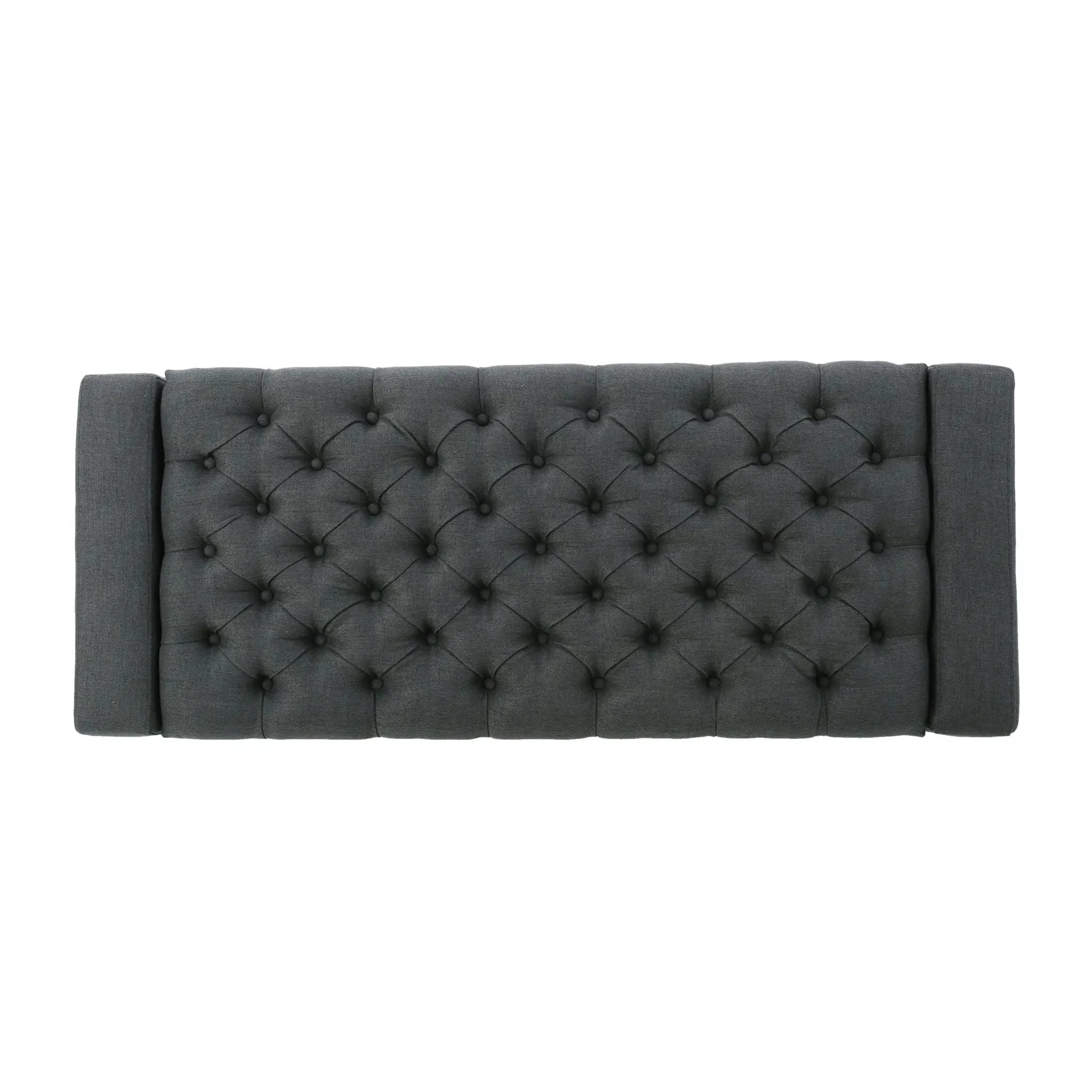Contemporary Storage Ottoman With Tufted Top - Dark Gray by HouseOfZazla