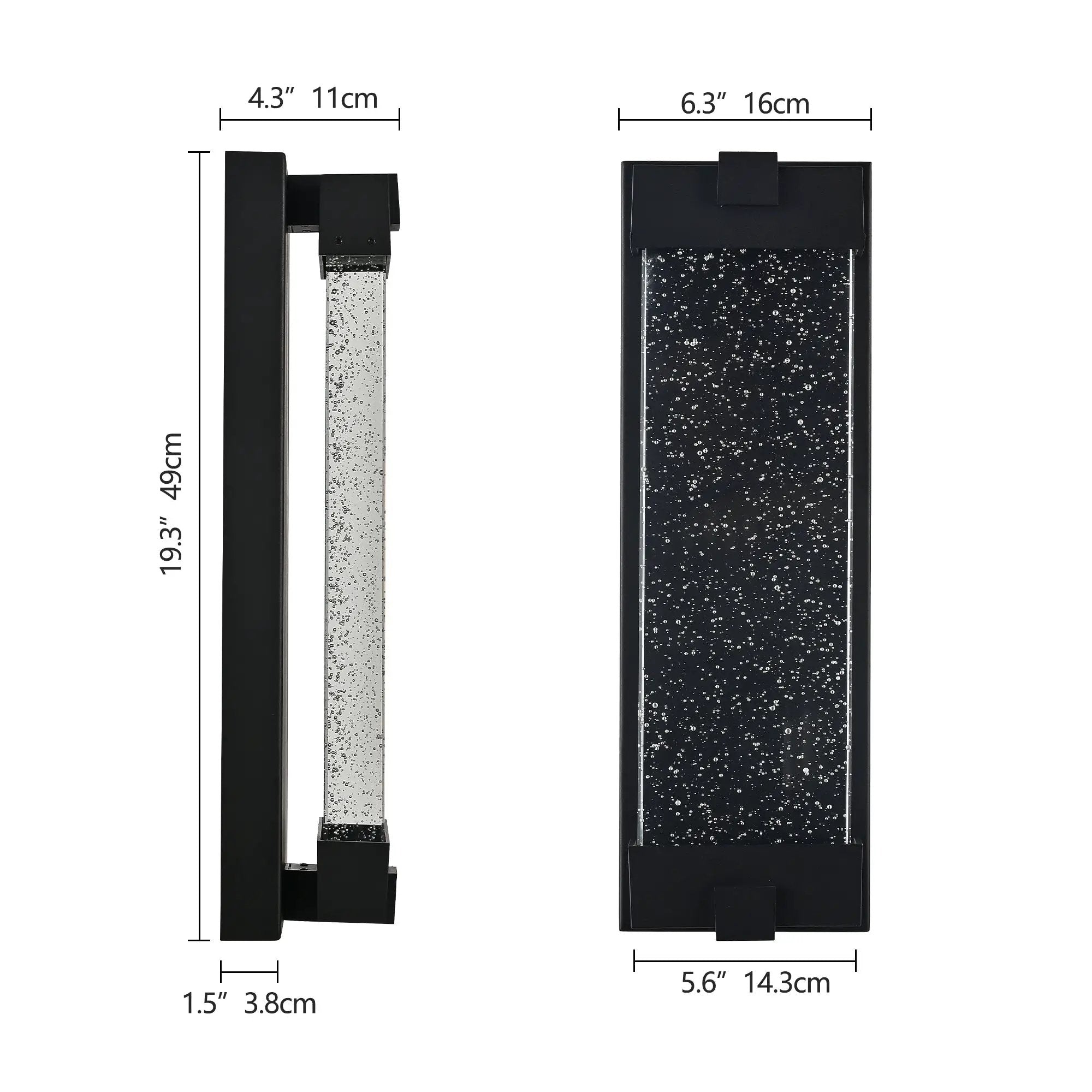 Black Aluminum Outdoor Wall Light with Bubble Crystal by HouseOfZazla