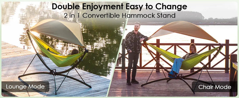 Portable Outdoor Hammock with Quick-Fold Stand and Adjustable Sunshade by HouseOfZazla