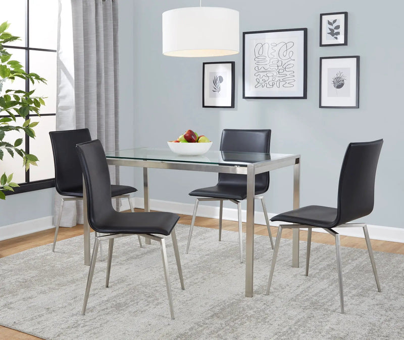 Fuji Mason - Upholstered Swivel Contemporary Dining Set Dining Set, Glass, 5 Piece by HouseOfZazla