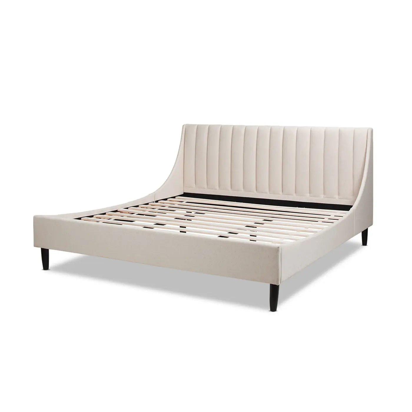 Aspen - King Vertical Tufted Headboard Platform Bed Set - Light Beige by HouseOfZazla
