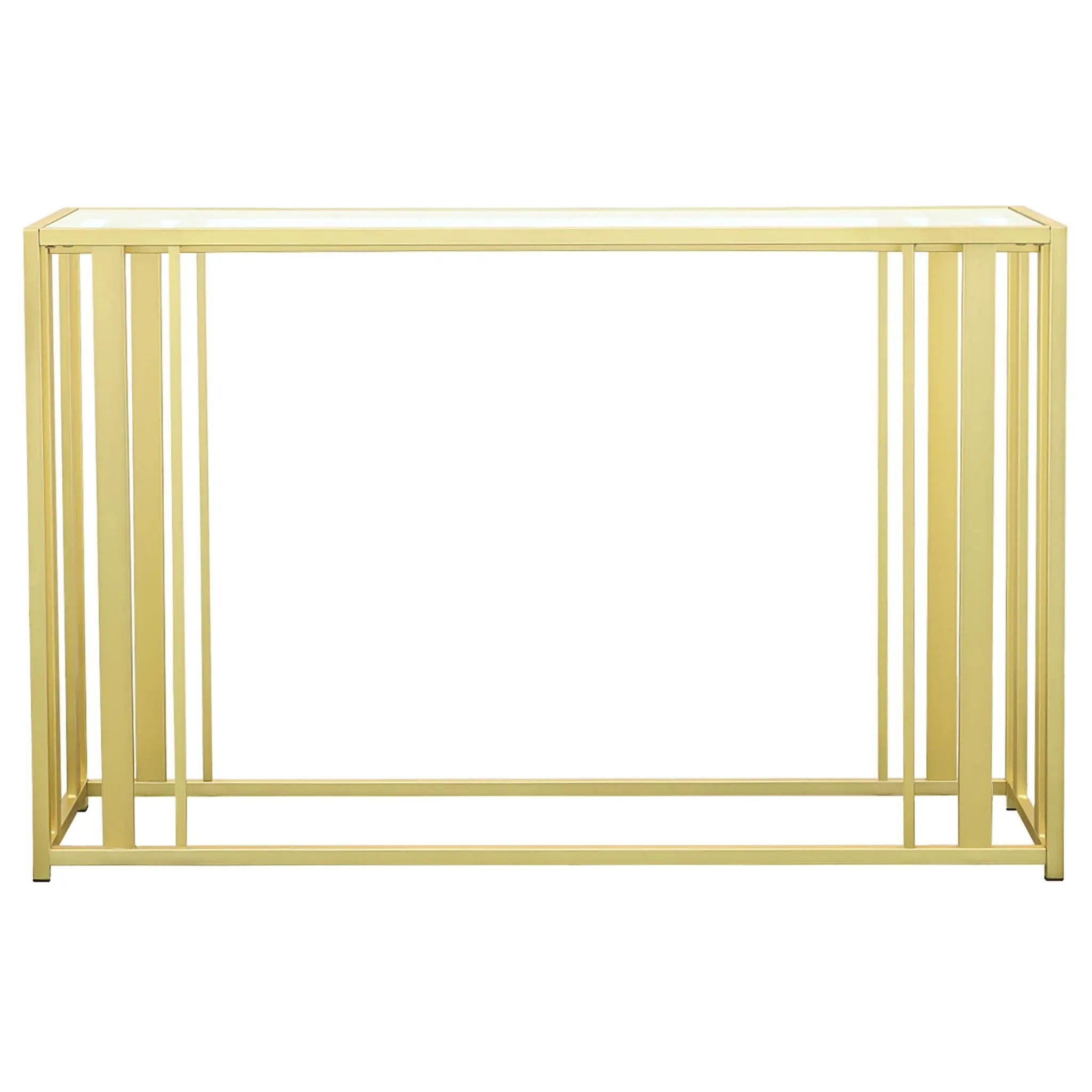 Adri Glass Top Entryway Console Table Matte Brass by Unique Piece Furniture