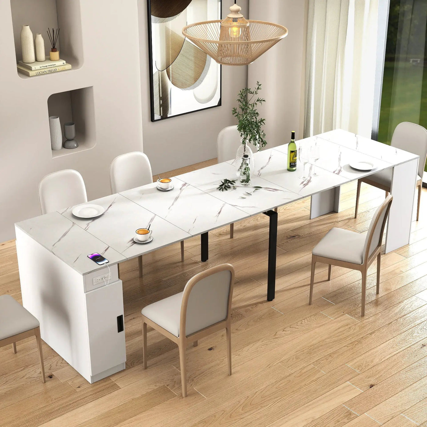 Modern Multifunctional Extendable Dining Table with Outlet by HouseOfZazla
