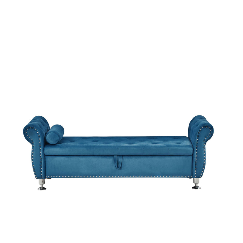 Storage Bench With Crystal Buttons And 1 Pillow For Bedroom by HouseOfZazla