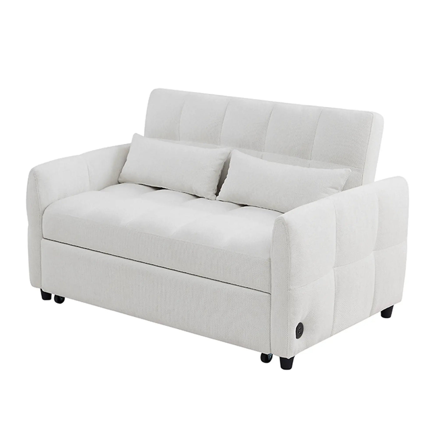 Loveseat Sofa Pull-Out Bed With Adjustable Backrest, 3 USB Ports And 2 Lumbar Pillows For Living Room by Unique Piece Furniture