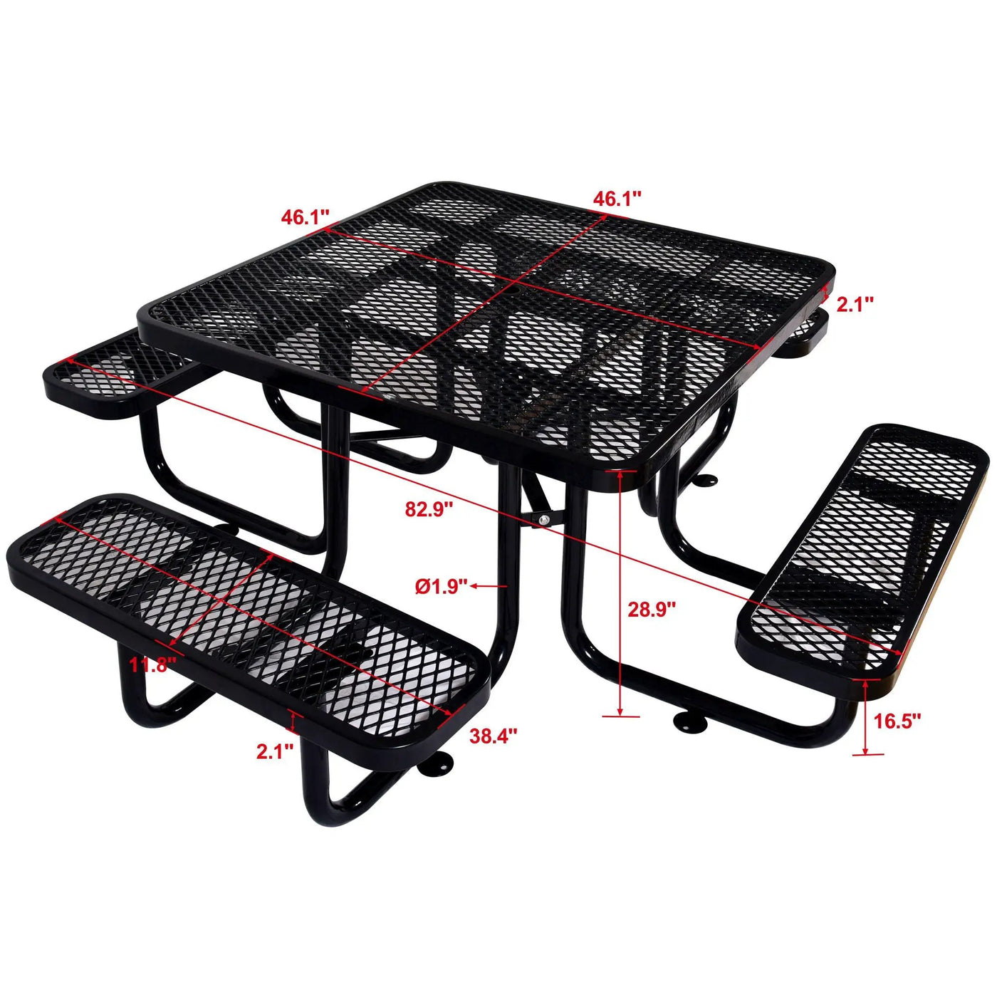 Square Outdoor Steel Picnic Table, With Umbrella Pole by HouseOfZazla