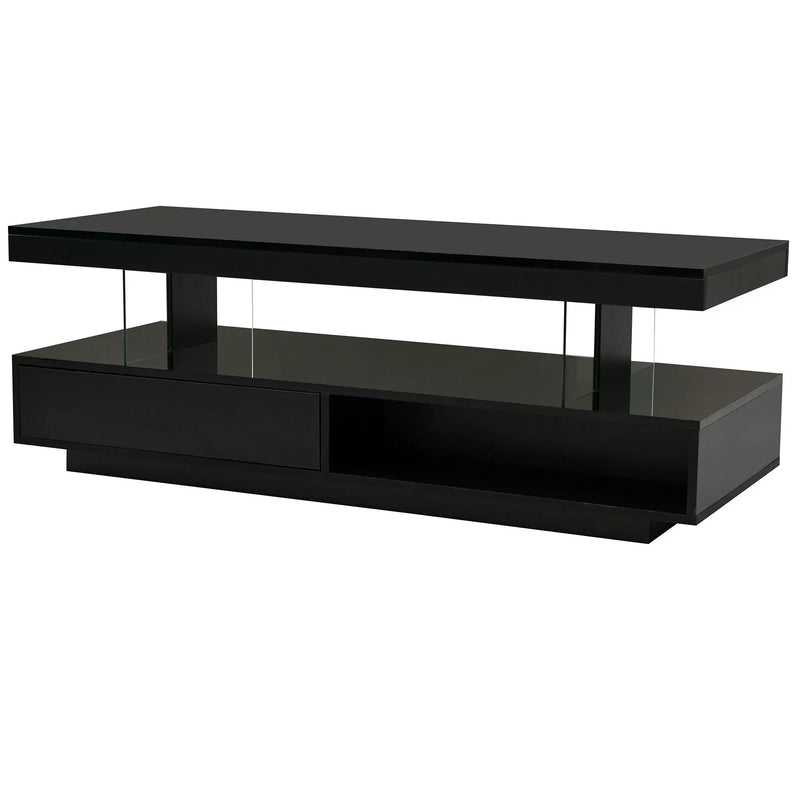 LED Coffee Table With 2 Drawers And Display Shelves by Unique Piece Furniture