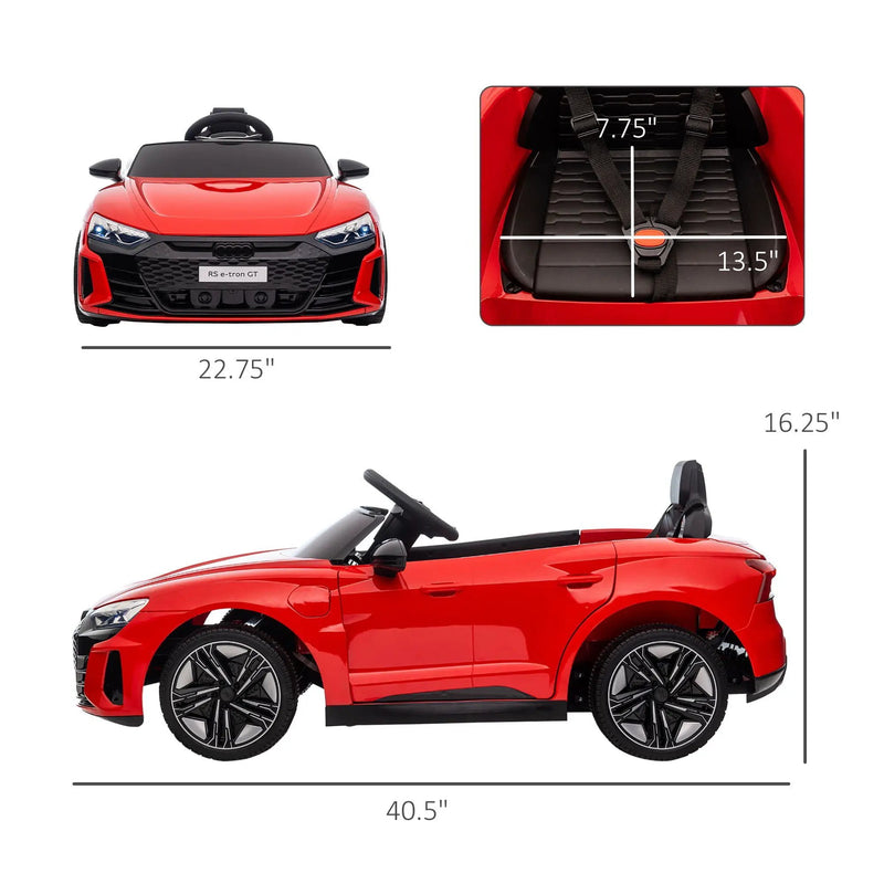 Aosom - Kids Ride On Car, 12V Licensed Audi Rs E-Tron Gt 3.1 Mph Electric Car For Kids, Ride-On Toy For Boys And Girls With Remote Control, 4 Wheels With Suspension, Horn, Music, Lights - Red by HouseOfZazla