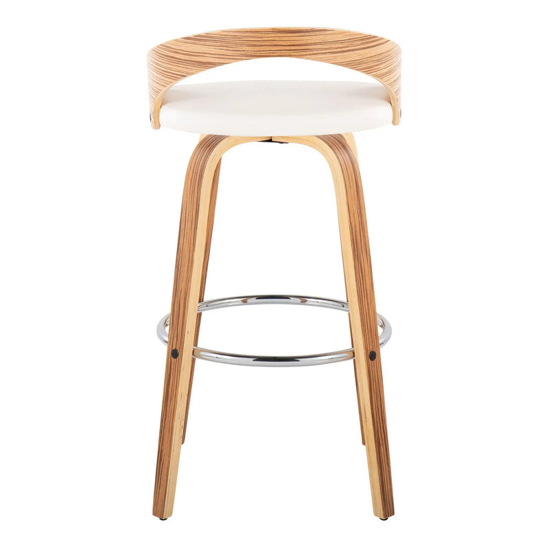 Grotto - Contemporary Fixed Height Barstool With Swivel With Round Footrest (Set of 2) by HouseOfZazla