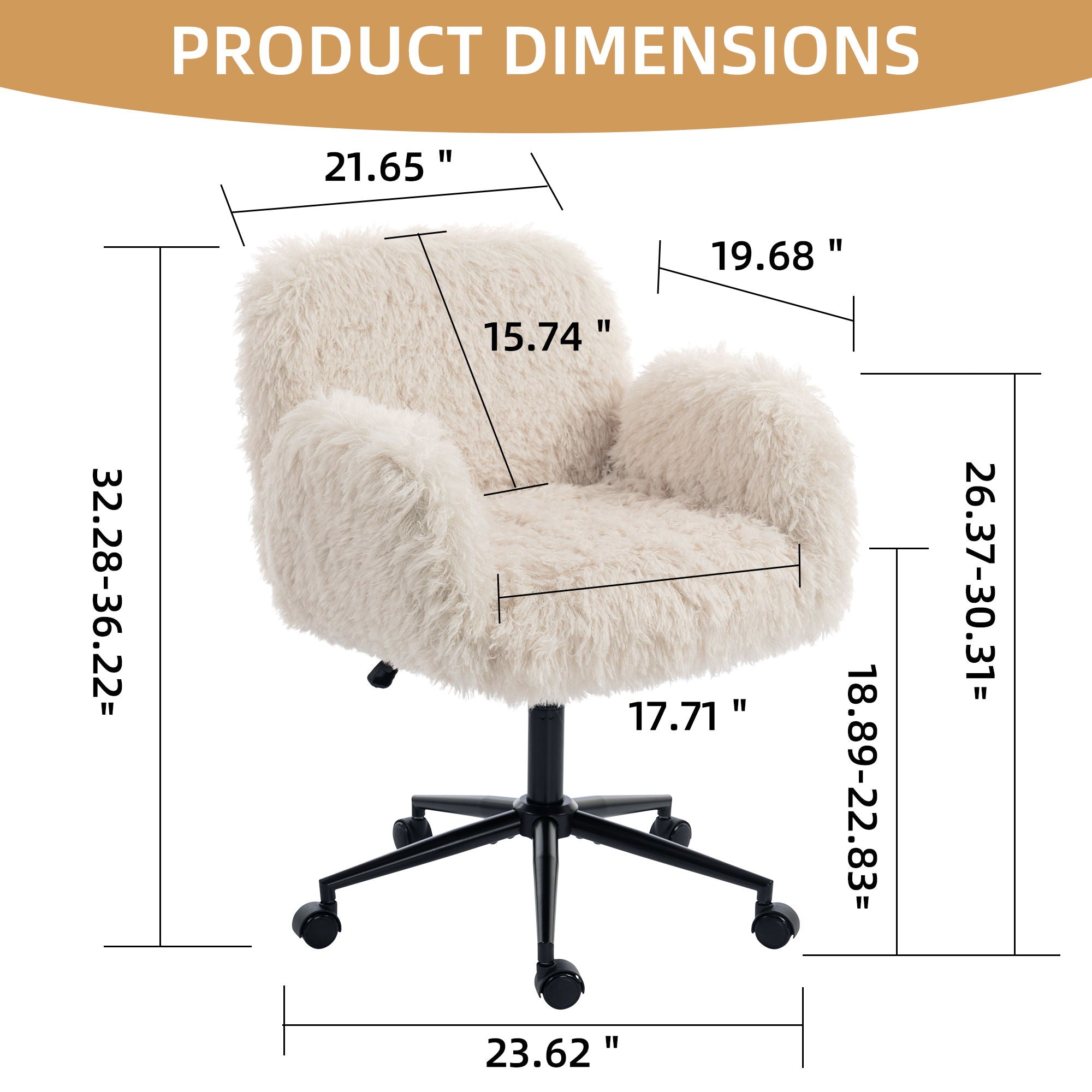Swivel Chair With Adjustable Armrests And Wheels For Home Office - Beige by HouseOfZazla
