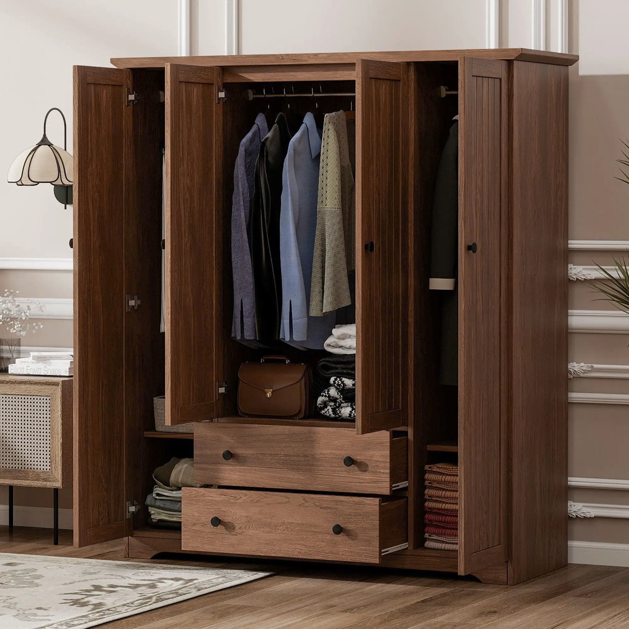 4 Door Wardrobe Armoire With 2 Drawers by Unique Piece Furniture