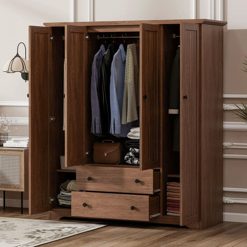 4 Door Wardrobe Armoire With 2 Drawers by Unique Piece Furniture
