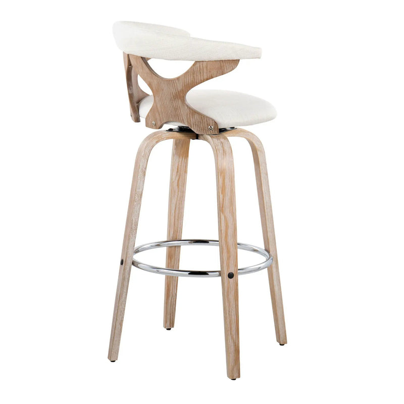 Gardenia - Contemporary Fixed Height Barstool With Swivel With Round Footrest (Set of 2) by HouseOfZazla