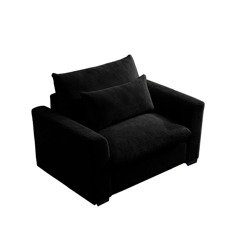 Black Corduroy Deep Seat Single Sofa Accent Chair by HouseOfZazla