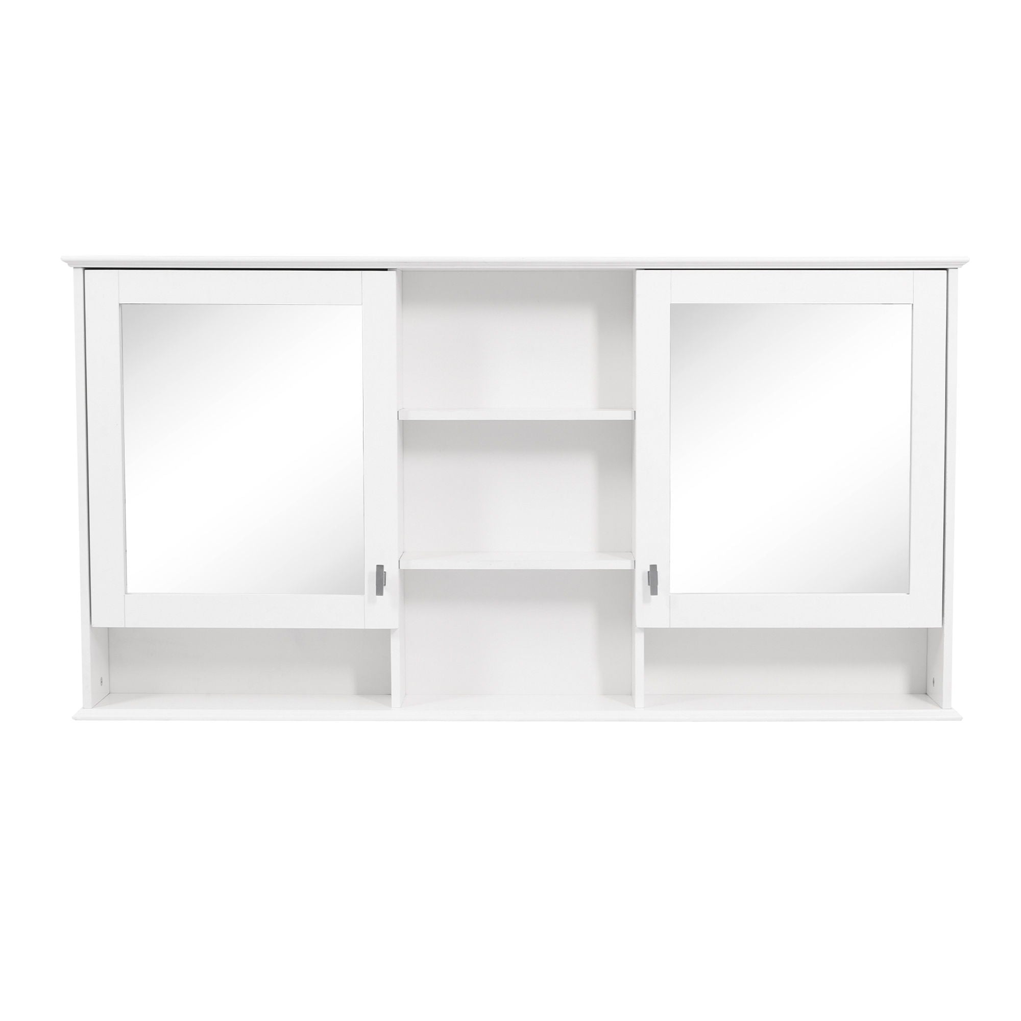 Wall Mount Mirror Cabinet With Adjustable Shelves - White by HouseOfZazla