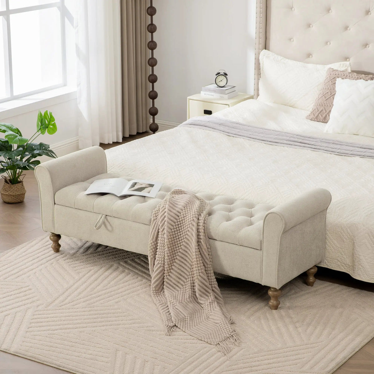 65.75" Wide Modern Upholstered Storage Bench by HouseOfZazla
