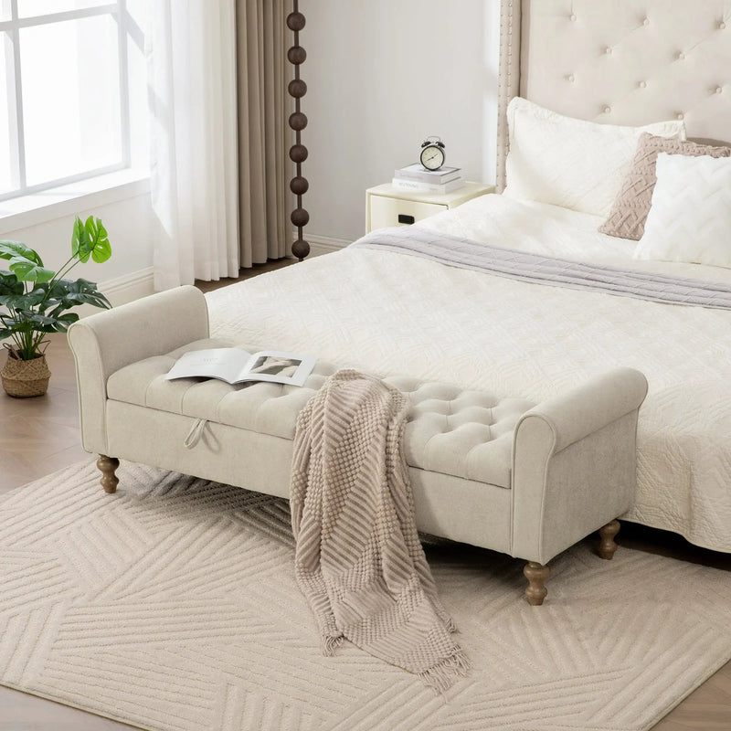 65.75" Wide Modern Upholstered Storage Bench by HouseOfZazla
