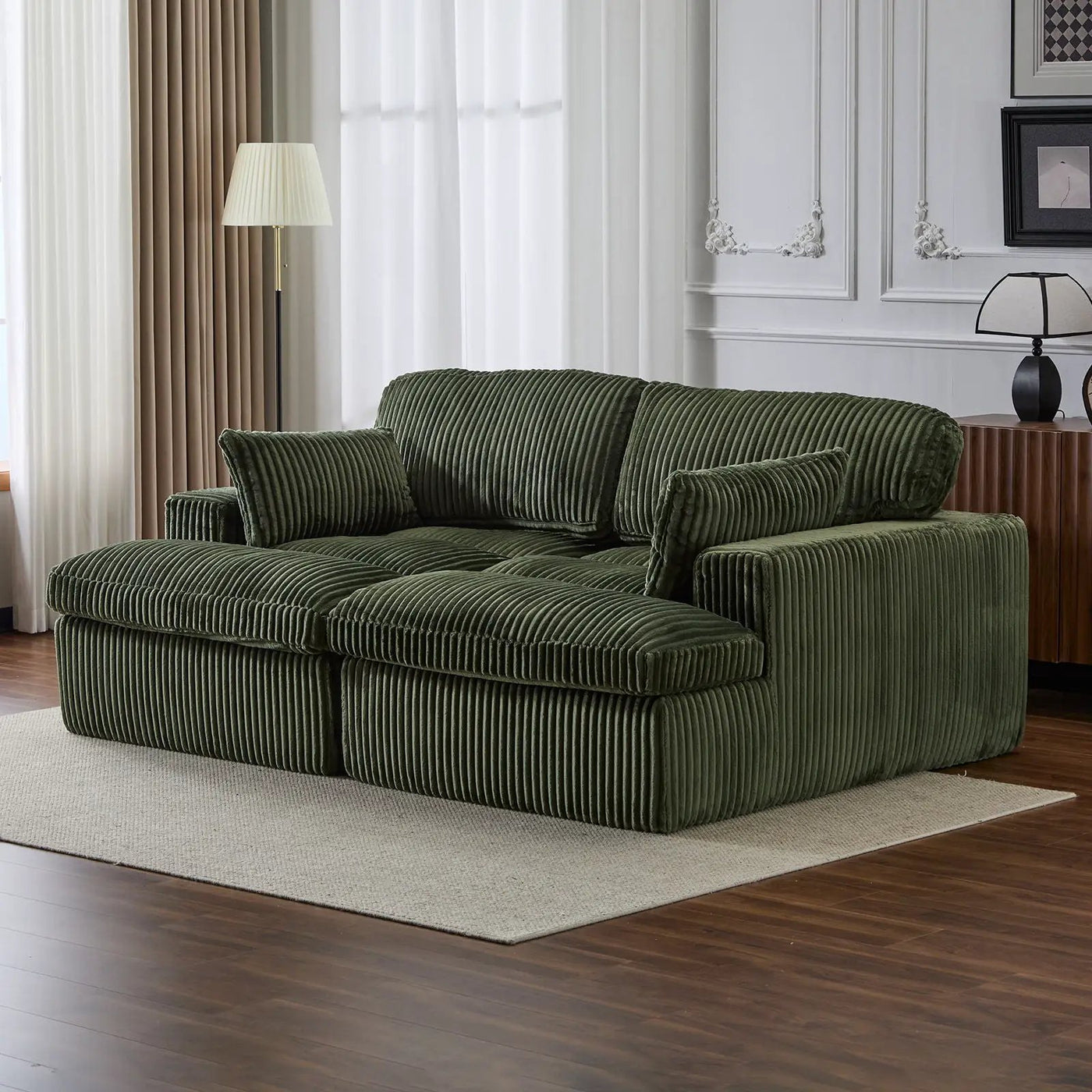 Double Chaise Lounge Chair, Oversized Upholstered Sleeper Cloud Couch by Unique Piece Furniture