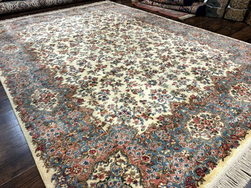 8.8 x 12 Karastan Rug #788 Ivory Kirman, Wool Vintage Original 700 Series by Jewel Rugs