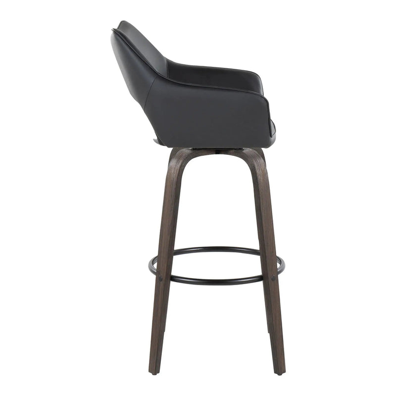 Mustang - Contemporary Fixed Height Barstool With Swivel With Round Footrest (Set of 2) by HouseOfZazla