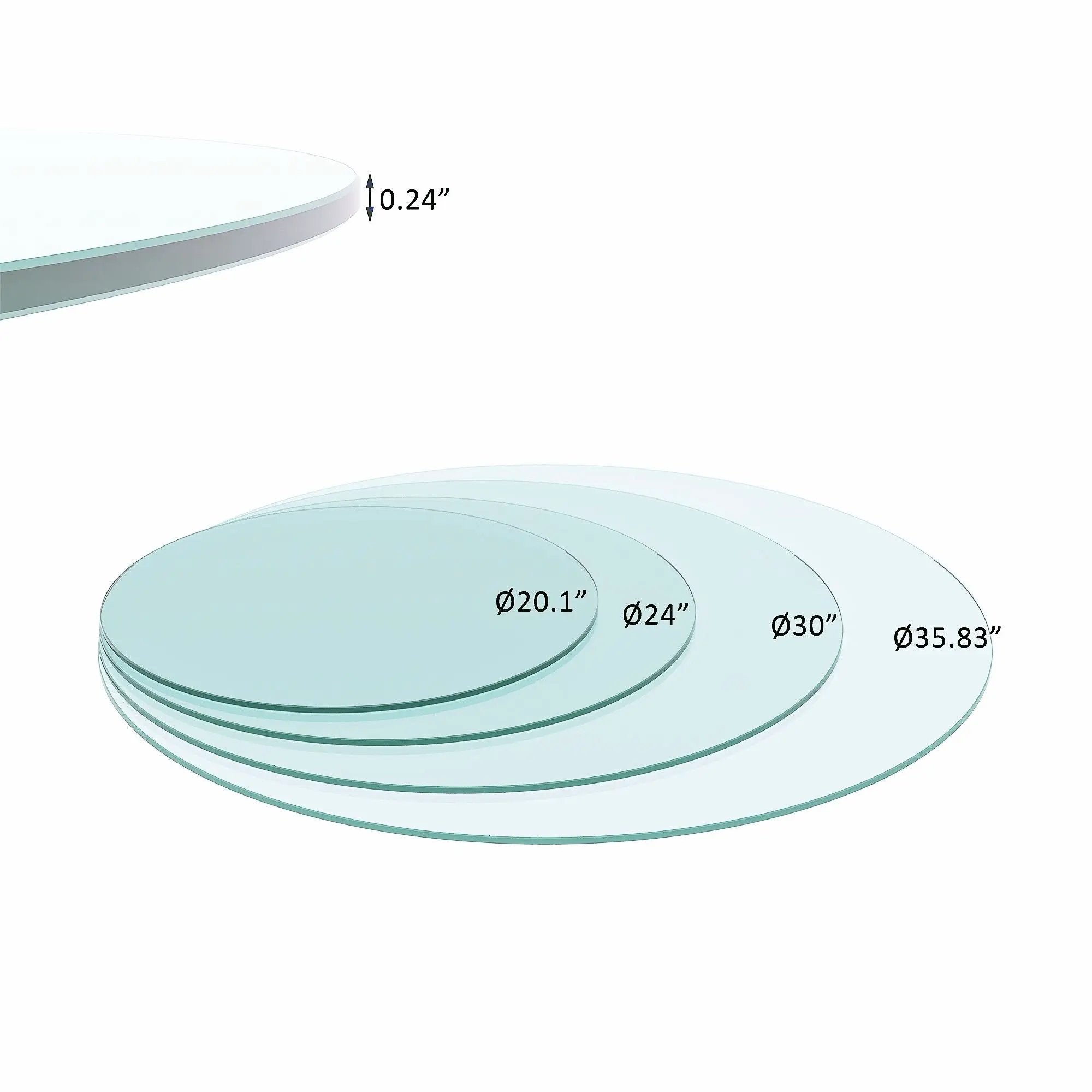 36" Round Tempered Glass Table Top Clear Glass 1 / 4" Thick Flat Polished Edge - Transparent by HouseOfZazla