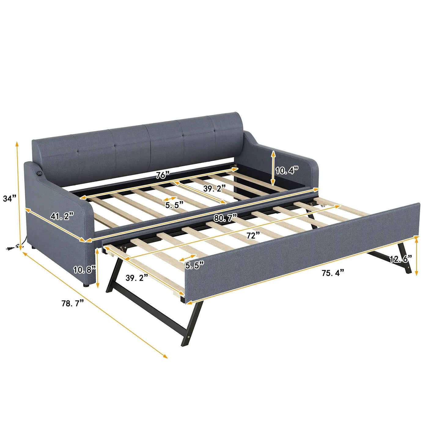 Upholstered Daybed With Trundle And USB Charging by HouseOfZazla