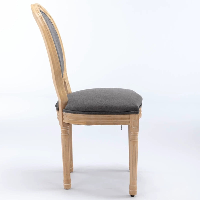 French Style Solid Wood Frame Antique Painting Fabric Back Dining Chair (Set of 2) by Unique Piece Furniture