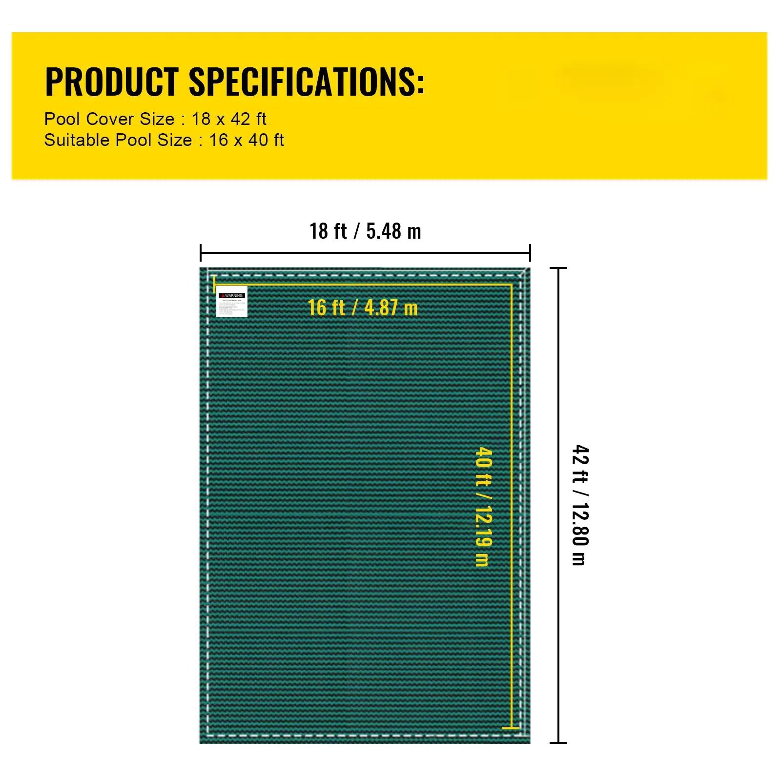 Pool Safety Cover 16x40 Ft, Inground Rectangle Cover by HouseOfZazla