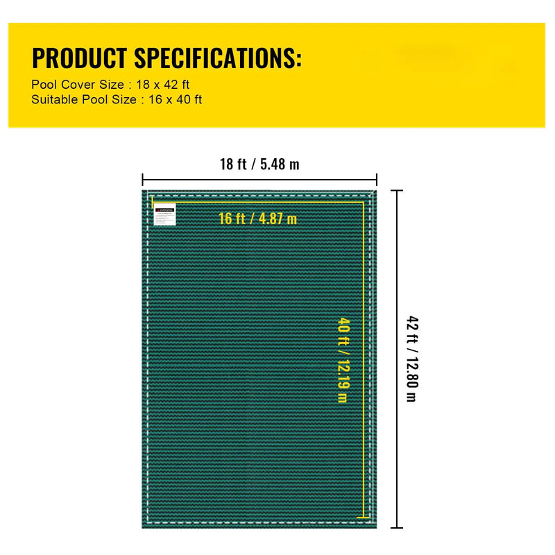 Pool Safety Cover 16x40 Ft, Inground Rectangle Cover by HouseOfZazla