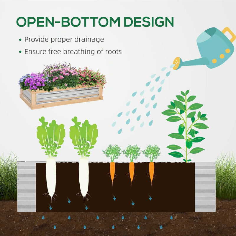 Outsunny - Raised Garden Bed With Polycarbonate Greenhouse, Wooden Garden Cold Frame Greenhouse, Flower Planter Protection, 48" x 24" x 32" - Natural by HouseOfZazla