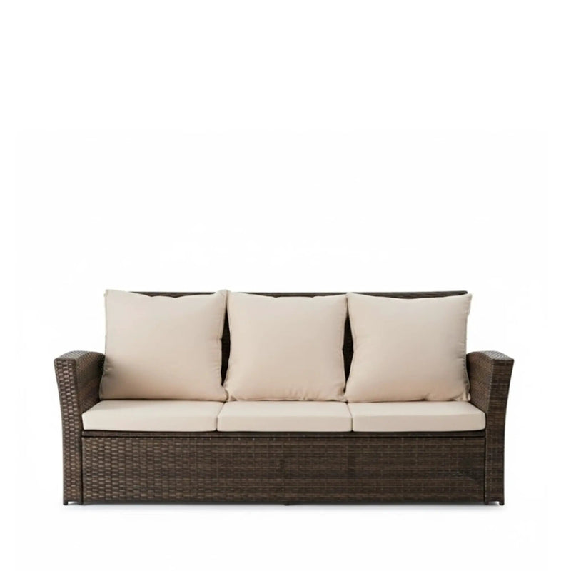 All-Weather Wicker 3 Seat Patio Sofa With Thick Cushions