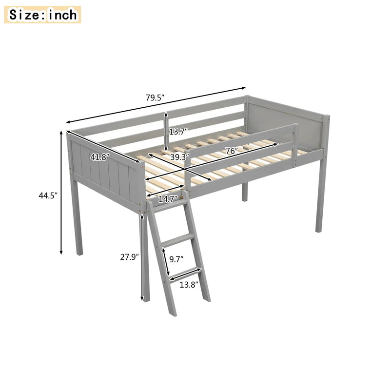 Low Loft Bed With Adjustable Ladder by Unique Piece Furniture