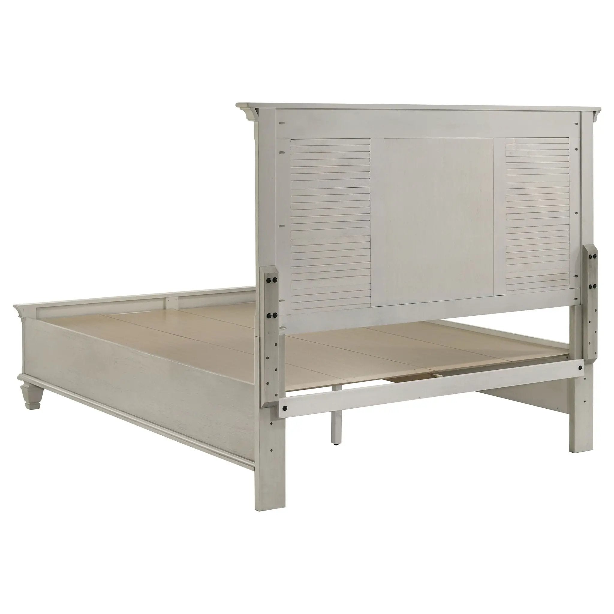 Franco Wood Queen Storage Panel Bed Distressed White by Unique Piece Furniture