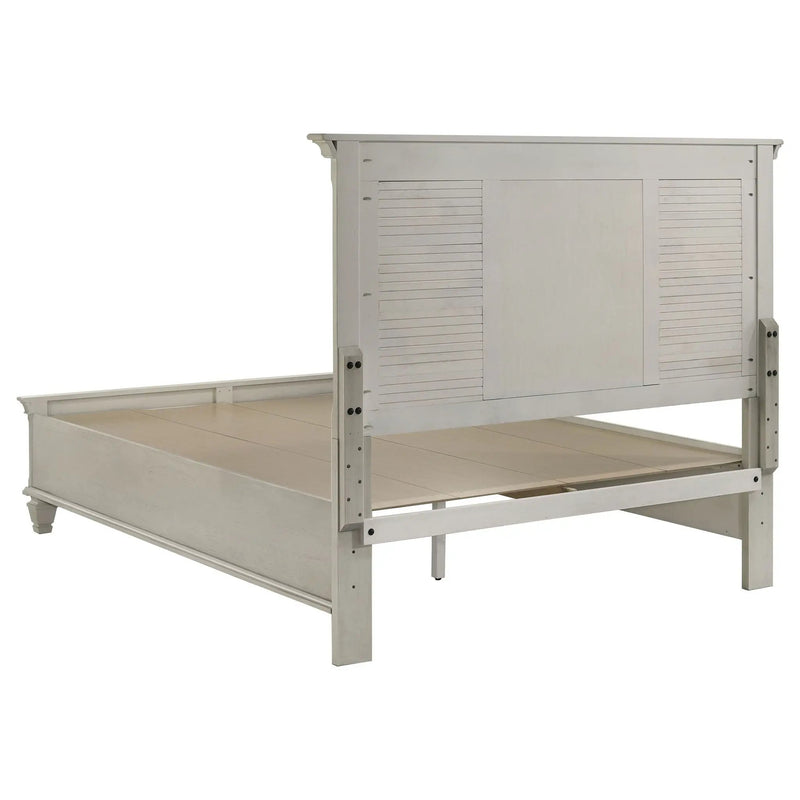 Franco Wood Queen Storage Panel Bed Distressed White by Unique Piece Furniture