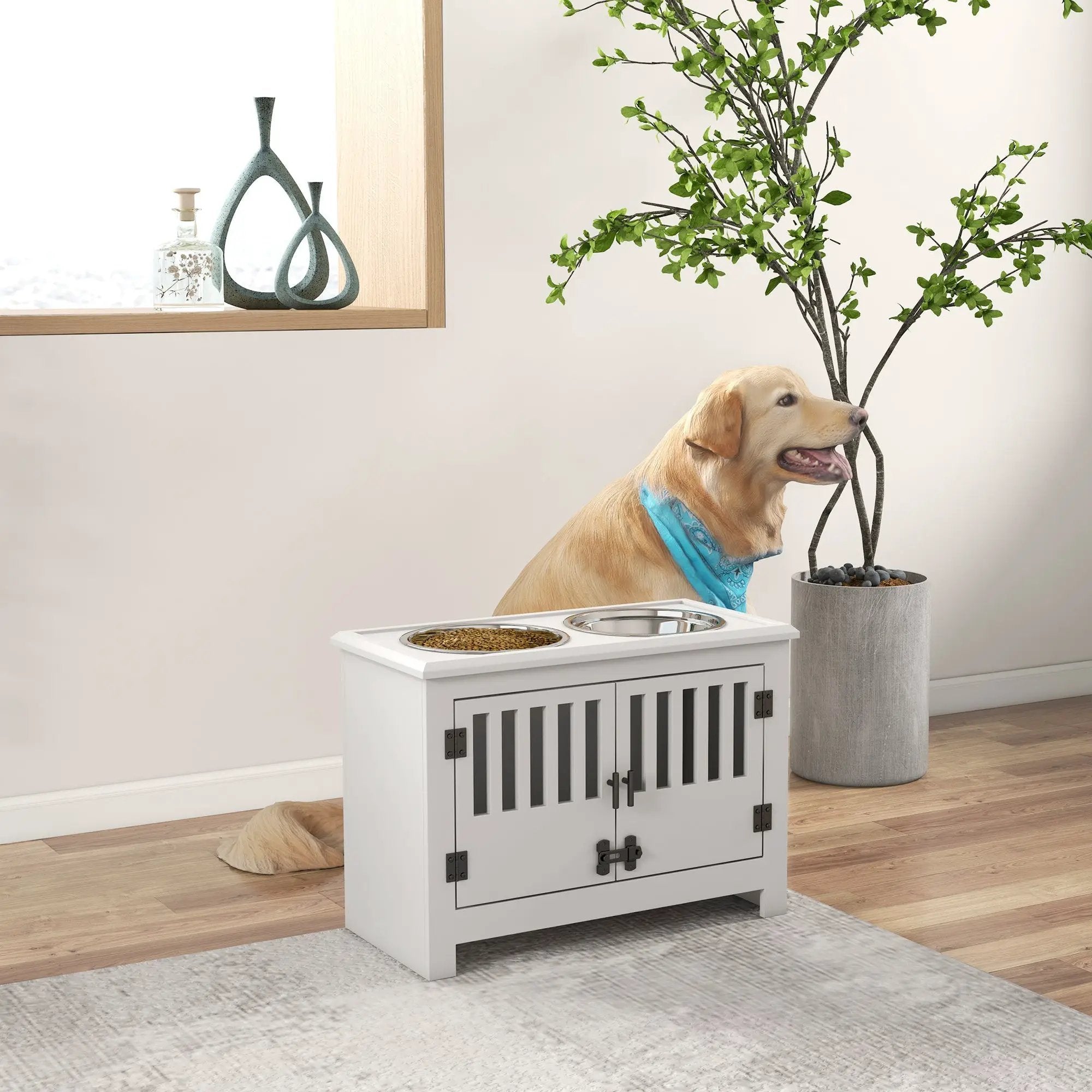 PawHut Large Elevated Dog Bowls with Storage Cabinet by HouseOfZazla