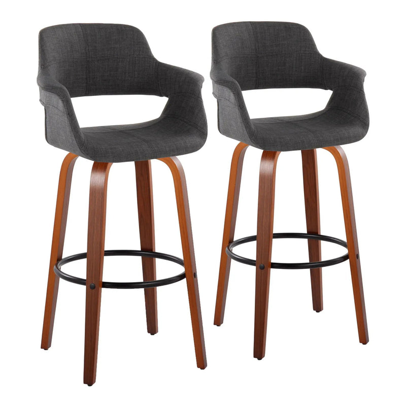 Vintage Flair - Mid Century Modern Fixed Height Barstool With Swivel With Round Footrest (Set of 2) by Unique Piece Furniture